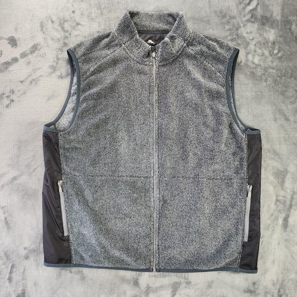 Tommy Bahama Vest Mens 2XLB Gray Full Zip Fleece Sleeveless Outdoor Jacket